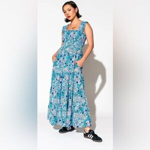 New Dressed in Lala rulebreaker smocked maxi dress in wonder girl print